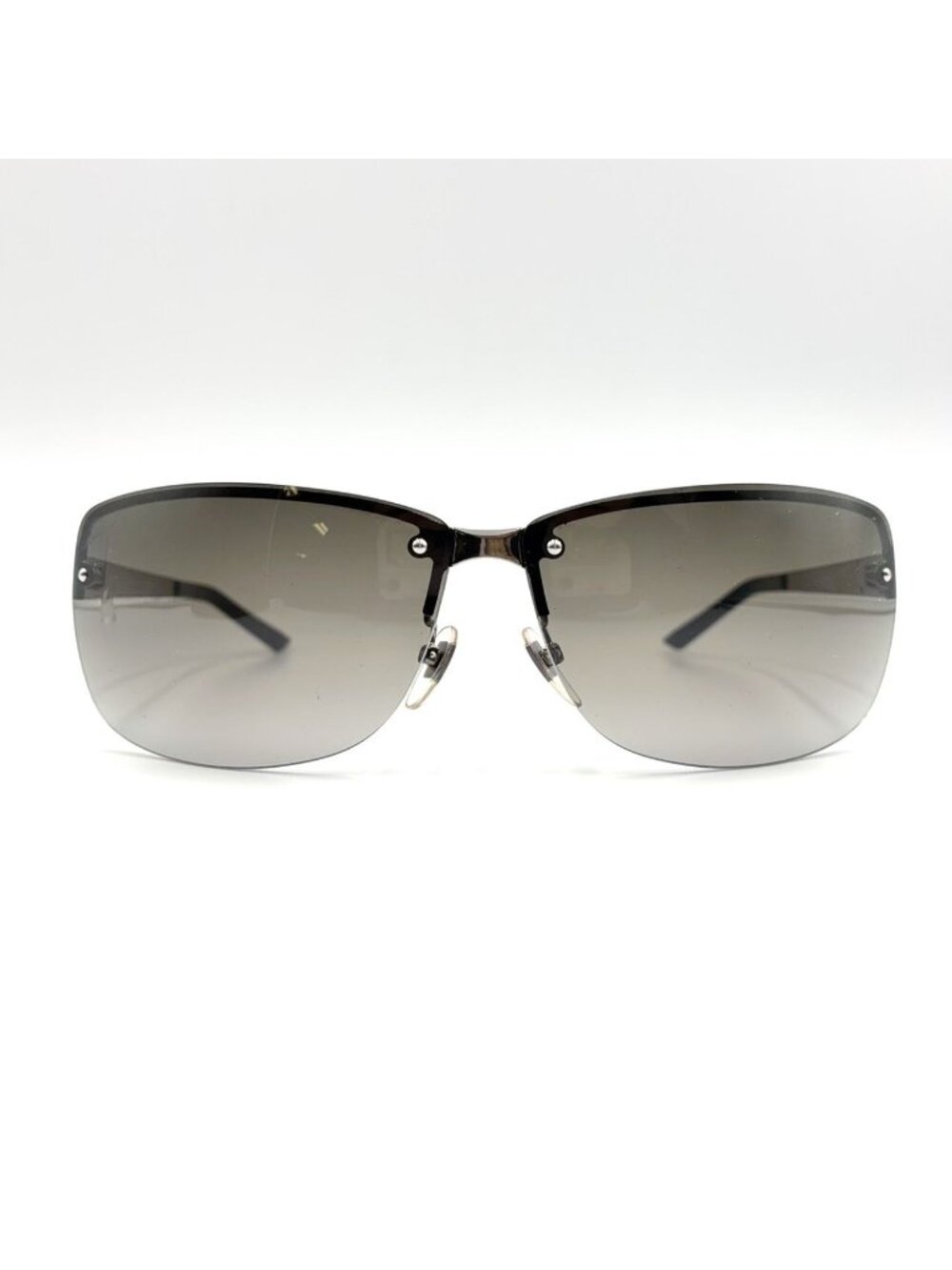 Gucci Interlocking G Logo Acetate Metal Gray Silver Black Sunglasses Eyewear